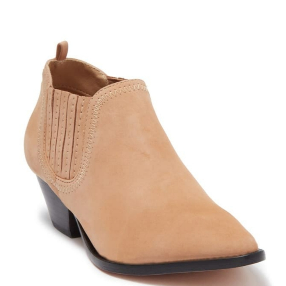 Schutz Jacqueline Suede bootie Designer Handcrafted In Brazil Top Stiching